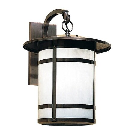 Arroyo Craftsman 14" Berkeley Long Body Wall Mount, Mission Brown, Off White Glass BB-14LOF-MB